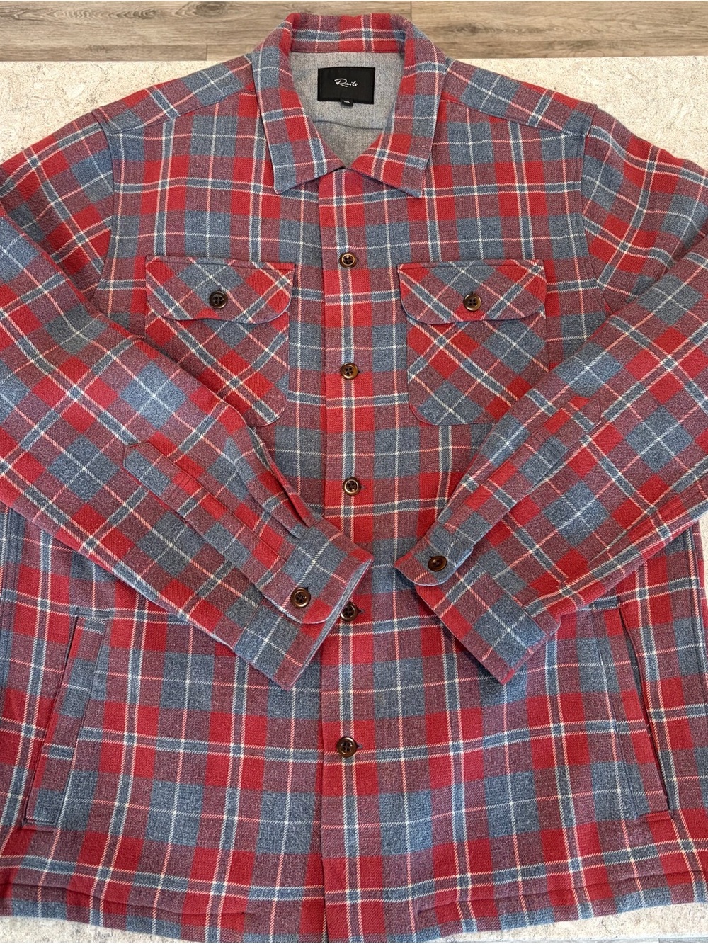 Rails Nielsen Plaid Red and Blue Plaid Wool Shirt Jacket-XXL